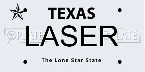LASER Texas License Plate