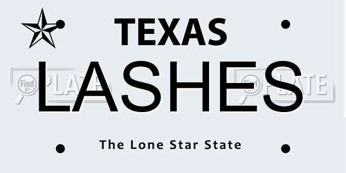 LASHES Texas License Plate