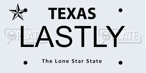 LASTLY Texas License Plate