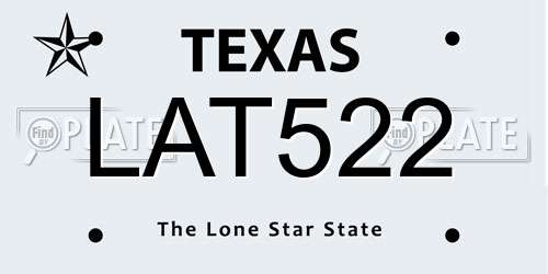 LAT522 Texas License Plate