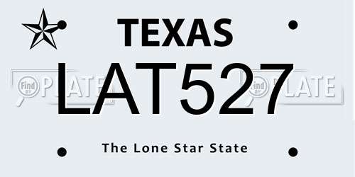 LAT527 Texas License Plate