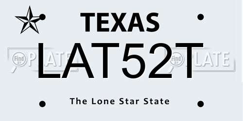 LAT52T Texas License Plate