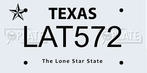 LAT572 Texas License Plate