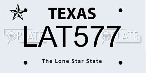 LAT577 Texas License Plate