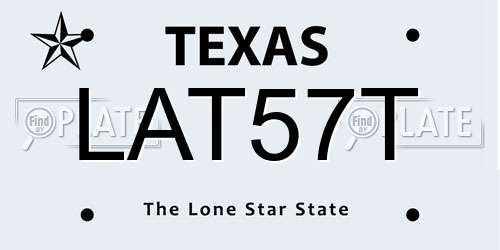 LAT57T Texas License Plate