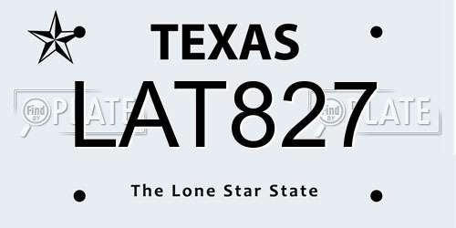 LAT827 Texas License Plate