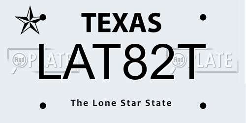 LAT82T Texas License Plate