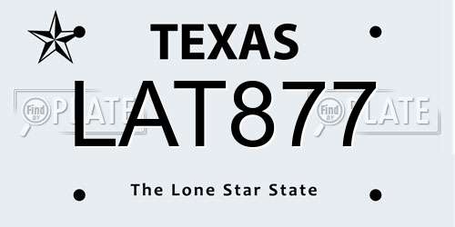 LAT877 Texas License Plate