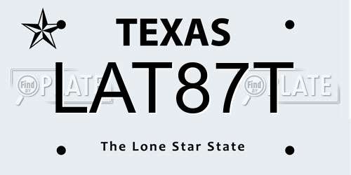 LAT87T Texas License Plate