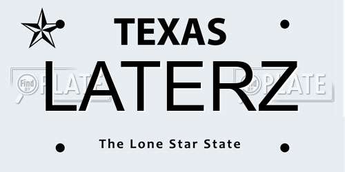 LATERZ Texas License Plate
