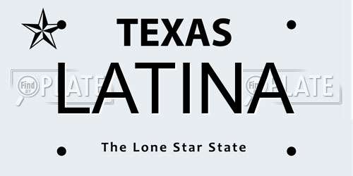 LATINA Texas License Plate