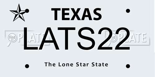 LATS22 Texas License Plate