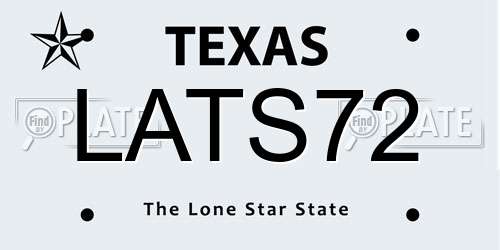LATS72 Texas License Plate