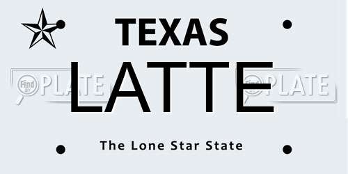 LATTE Texas License Plate