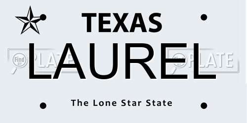 LAUREL Texas License Plate