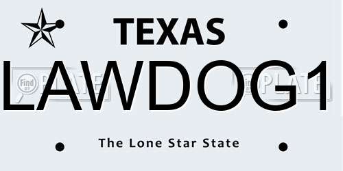LAWDOG1 Texas License Plate