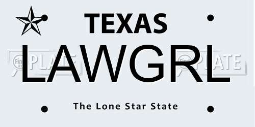 LAWGRL Texas License Plate