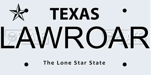 LAWROAR Texas License Plate
