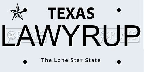 LAWYRUP Texas License Plate