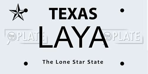 LAYA Texas License Plate