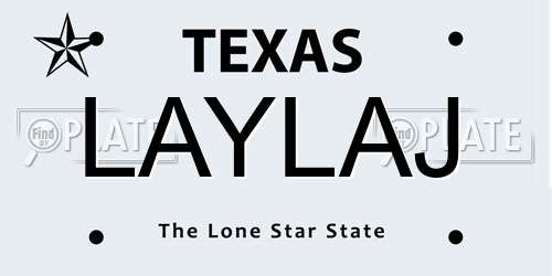 LAYLAJ Texas License Plate