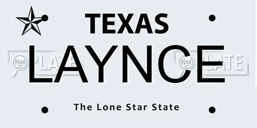 LAYNCE Texas License Plate