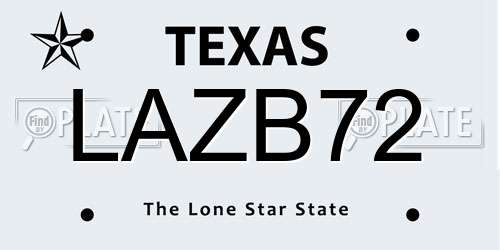 LAZB72 Texas License Plate