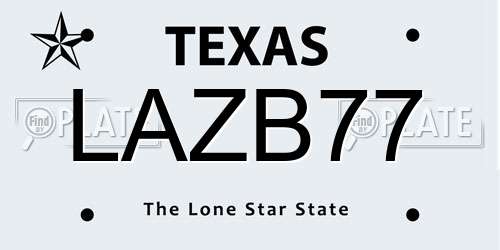 LAZB77 Texas License Plate