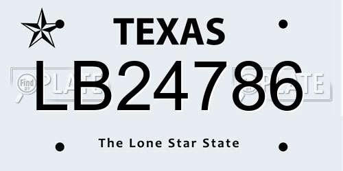LB24786 Texas License Plate