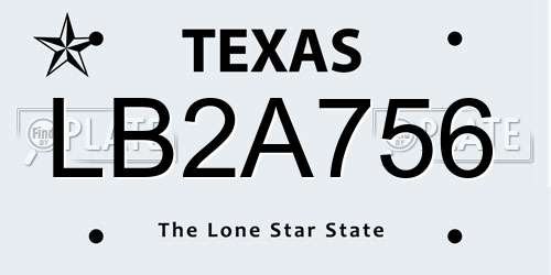 LB2A756 Texas License Plate