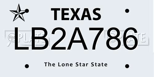 LB2A786 Texas License Plate