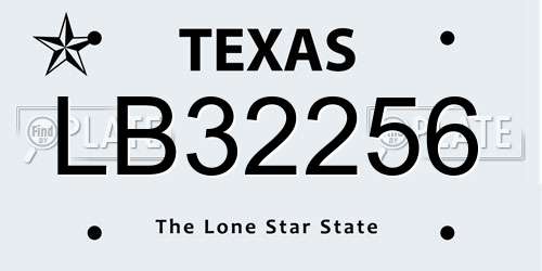LB32256 Texas License Plate