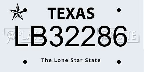LB32286 Texas License Plate