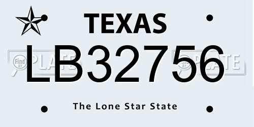 LB32756 Texas License Plate