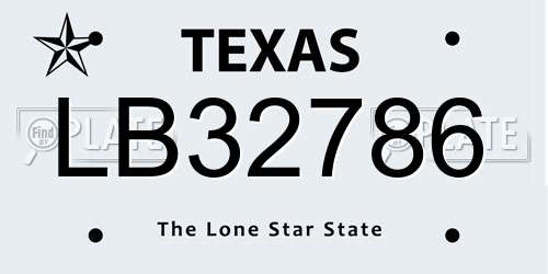 LB32786 Texas License Plate