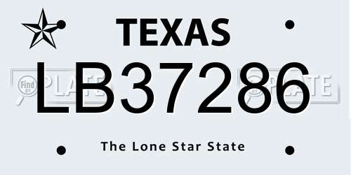 LB37286 Texas License Plate