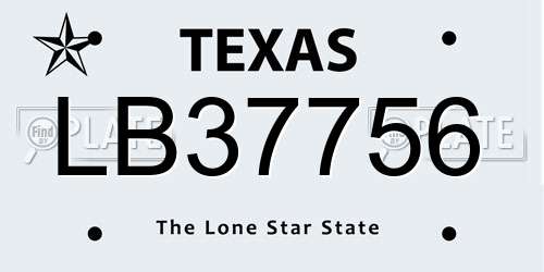 LB37756 Texas License Plate