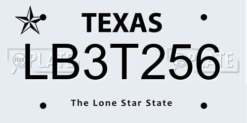 LB3T256 Texas License Plate