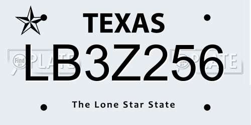 LB3Z256 Texas License Plate