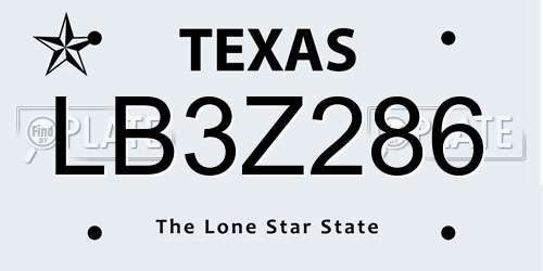 LB3Z286 Texas License Plate