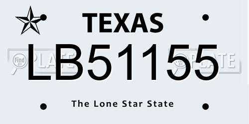 LB51155 Texas License Plate