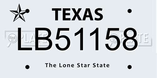 LB51158 Texas License Plate