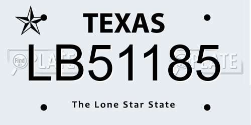 LB51185 Texas License Plate