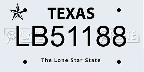 LB51188 Texas License Plate
