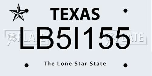 LB5I155 Texas License Plate