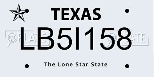 LB5I158 Texas License Plate