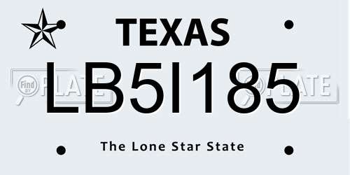 LB5I185 Texas License Plate