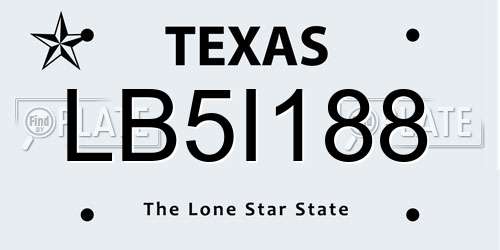 LB5I188 Texas License Plate