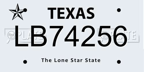 LB74256 Texas License Plate