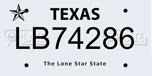 LB74286 Texas License Plate